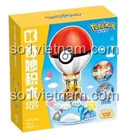 Hộp sản phẩm Khinh khí cầu Poké Ball K20234 của Keeppley, đồ chơi lắp ghép Pokémon cho bé 6 tuổi