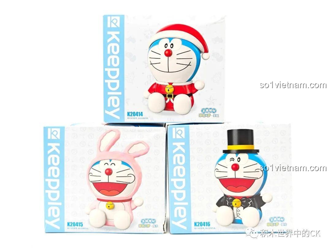 Bộ sưu tập đồ chơi lắp ráp Keeppley K20416 Doraemon dáng tròn, bao gồm phiên bản Anh Quốc, Giáng Sinh và Thỏ