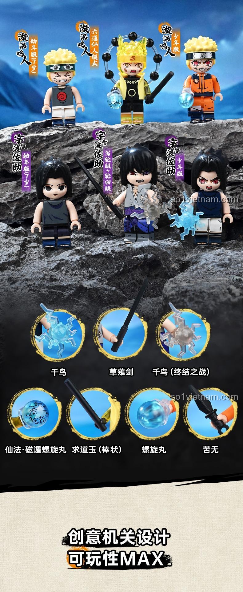 Kích thước mô hình Keeppley K20527 Naruto Shippuden: Thung lũng Cuối cùng