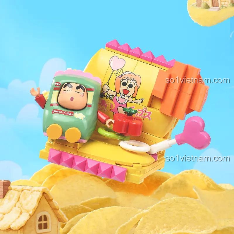 Bộ lắp ghép Keeppley K20625 Khoai Tây Chiên Crayon Shin-chan, đồ chơi mô hình Shin-chan và Khoai Tây Chiên cho bé gái 12 tuổi.
