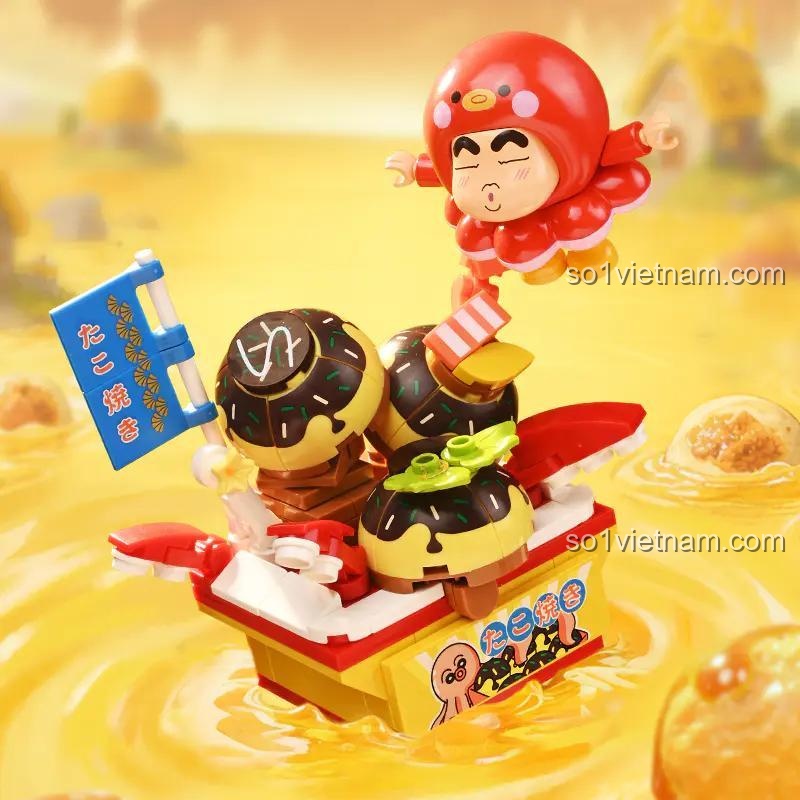 Mô hình Crayon Shin-chan Ngon Tuyệt: Bánh Takoyaki Keeppley K20627, đồ chơi lắp ghép Shin-chan đáng yêu, mô hình Takoyaki Shin-chan chất lượng cao cho con trai 12 tuổi
