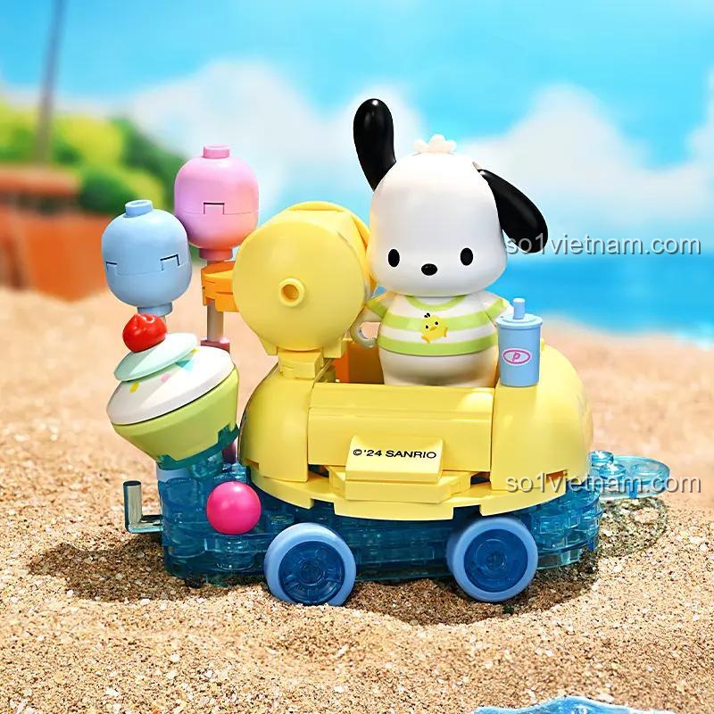 Đồ chơi mô hình Sanrio K20835, bộ xếp hình xe hoa diễu hành Pochacco, nhân vật hoạt hình Sanrio cho bé gái 12 tuổi