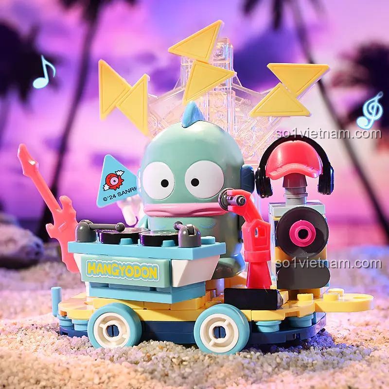Mô hình Hangyodon Keeppley K20855 xe hoa điện tử đã lắp ráp, đồ chơi xếp hình Sanrio Hangyodon cho bé gái 12 tuổi, chất lượng cao.