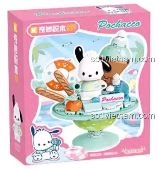 Hộp sản phẩm bộ lắp ghép Keeppley K20875 Pochacco Cốc Kem Bạc Hà, thiết kế độc đáo, đáng tiền cho con gái 12 tuổi.