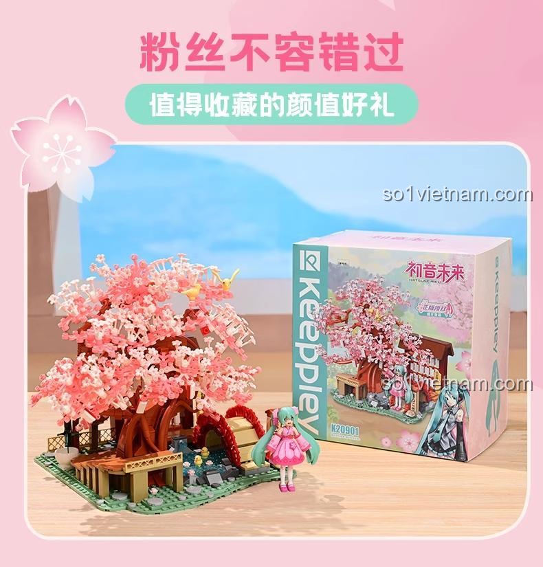 Con đường hoa anh đào Miku, góc nhìn khác của mô hình đã lắp, đẹp mắt, phù hợp cho con gái 8 tuổi.