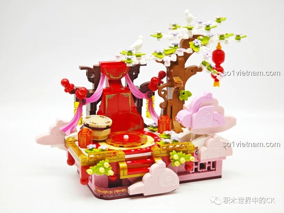 Thêm các chi tiết trang trí như rèm, đèn lồng vào bộ Keeppley K21105 