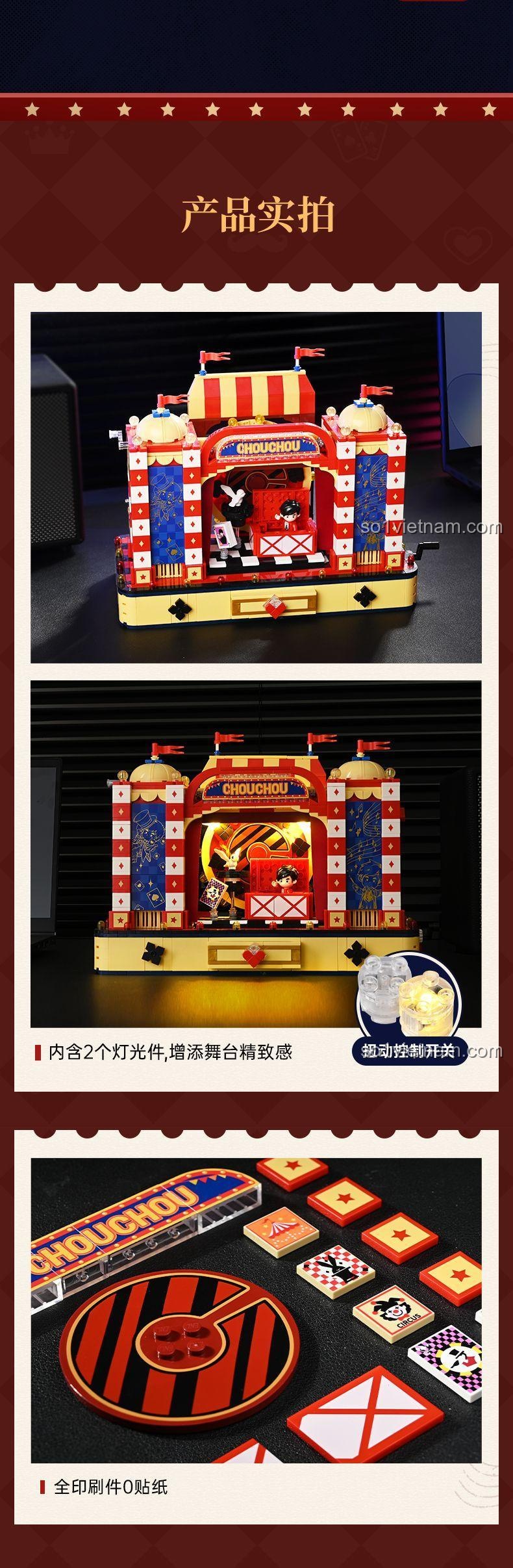 Ảnh thực tế sản phẩm Keeppley K21302 với đèn LED.