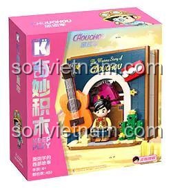 Hộp sản phẩm Keeppley K21303 Bộ đồ chơi Châu Âu Hoa Văn Cửa Sổ, mô hình sách độc đáo, tích hợp minifigure, trang trí bàn làm việc, 402 mảnh ghép, độ tuổi 6+