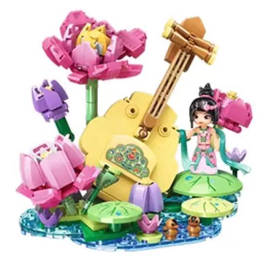 Keeppley K21403 Đờn Ruan Tắm Sen Trong Ao - Bộ lắp ghép mô hình hoa và nhạc cụ, 310 mảnh, cho bé gái 6 tuổi