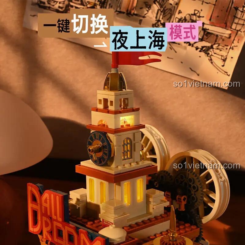 Bộ lắp ghép Keeppley K21406 Nhà Hát Nhạc Kịch Thượng Hải chuyển đổi chế độ đêm với đèn LED, đồ chơi mô hình Kiến trúc Thượng Hải cho bé trai và bé gái