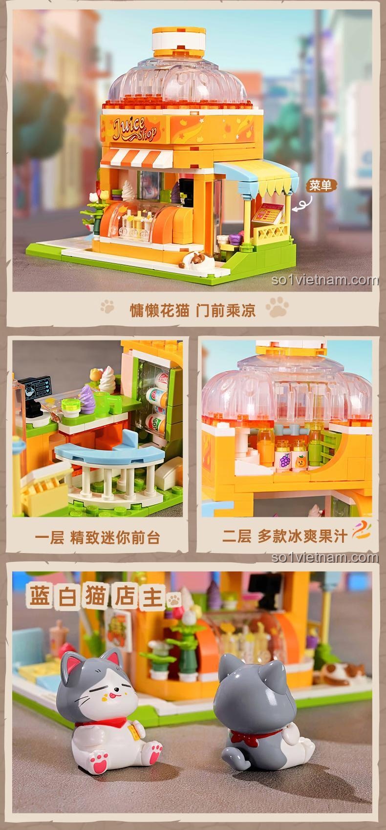Poster quảng cáo Tiệm nước trái cây dễ thương K28017 với hình ảnh chú mèo béo đang thưởng thức nước ép.