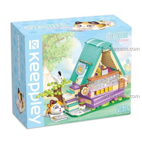 Hộp sản phẩm của bộ xếp hình K28018 Cửa Hàng Truyện Tranh Mèo Dễ Thương của hãng Keeppley, quà tặng sáng tạo cho bé gái.