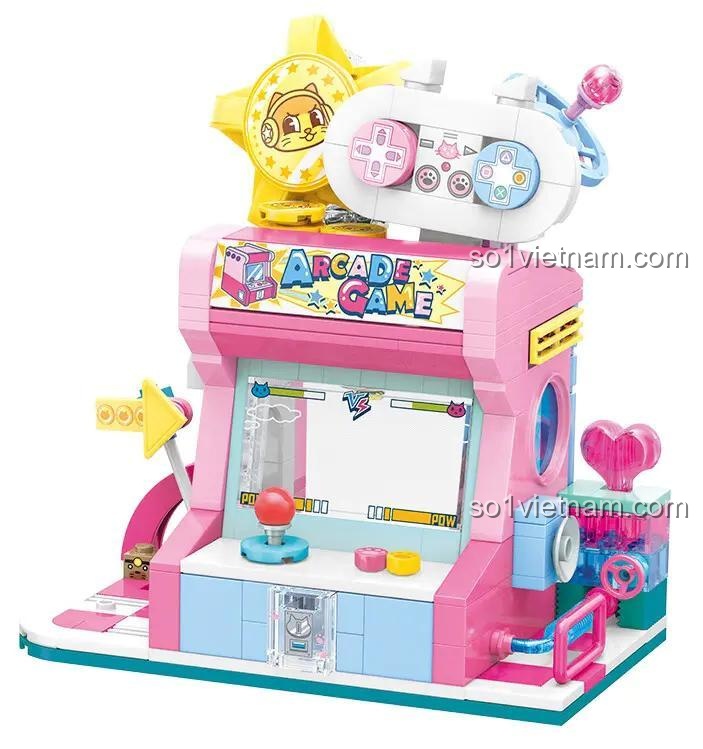 Chi tiết đồ chơi mô hình Keeppley K28019, mô phỏng máy game arcade dễ thương.