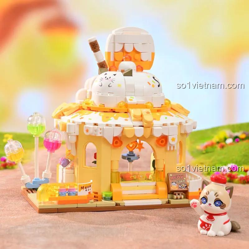 Chi tiết mô hình Tiệm Bánh Ngọt Mèo Ragdoll Keeppley, với chú mèo con đáng yêu, phù hợp làm quà tặng cho con gái.
