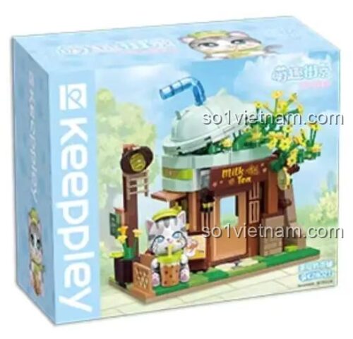 Hộp đồ chơi mô hình Cửa hàng trà sữa mèo cưng Keeppley K28021, quà tặng sinh nhật ý nghĩa cho con gái.