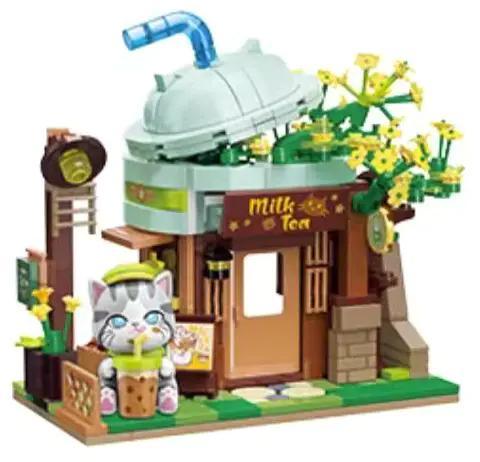 Bộ lắp ghép Tiệm Trà Sữa Mèo Mỹ Lông Ngắn Keeppley K28021, đồ chơi sáng tạo cho bé gái 6 tuổi, giá rẻ.