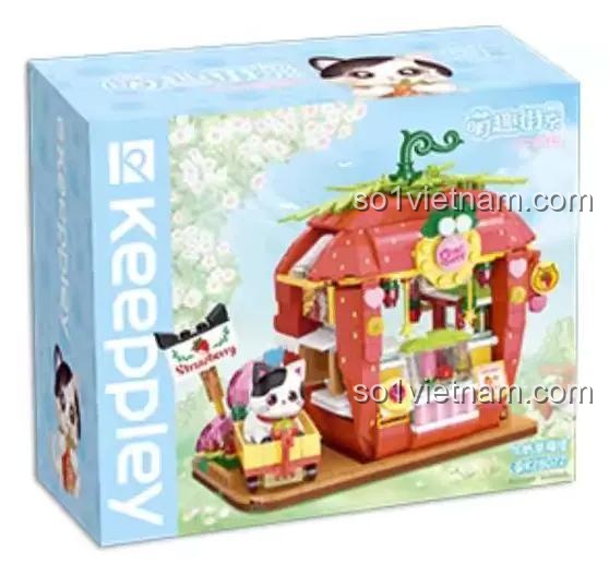 Hộp sản phẩm đồ chơi mô hình Cửa hàng Dâu Tây Keeppley K28022, món quà sinh nhật ý nghĩa cho con gái.