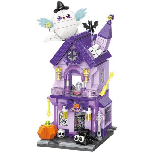 Bộ lắp ghép Keeppley K28025 Ngôi nhà Ma ám Halloween, mô hình trang trí Halloween độc đáo cho bé trai 6 tuổi, có đèn led, bí ngô và nhện, giá tốt