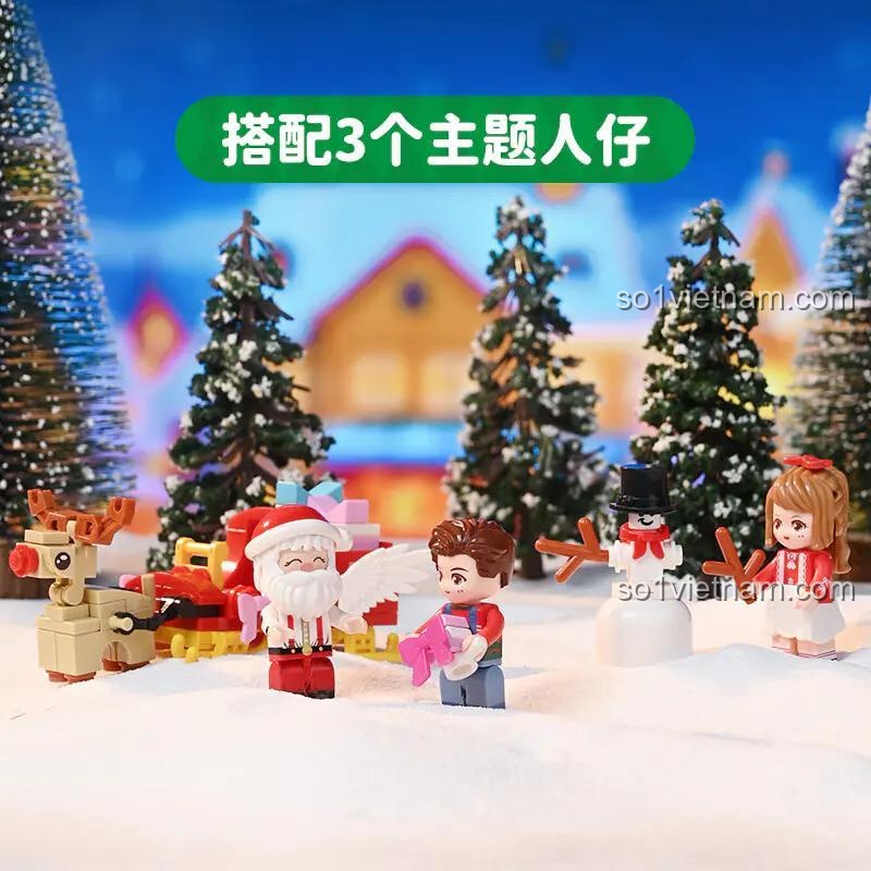 3 minifigures chủ đề Keeppley K29801, đồ chơi mô hình Cây thông Giáng sinh, đồ chơi xếp hình cho bé 6 tuổi