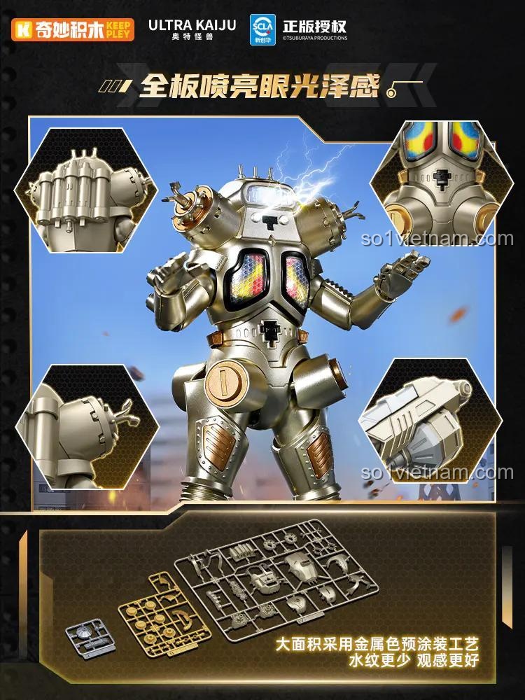 Bộ xếp hình Keeppley K75161 Robot King Joe với lớp sơn kim loại sáng bóng, chi tiết tinh xảo.