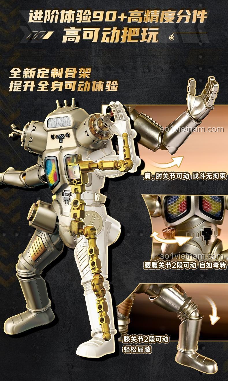 Robot King Joe Ultraman Keeppley K75161 với hiệu ứng ánh sáng phong phú, mang lại trải nghiệm chiến đấu sống động.