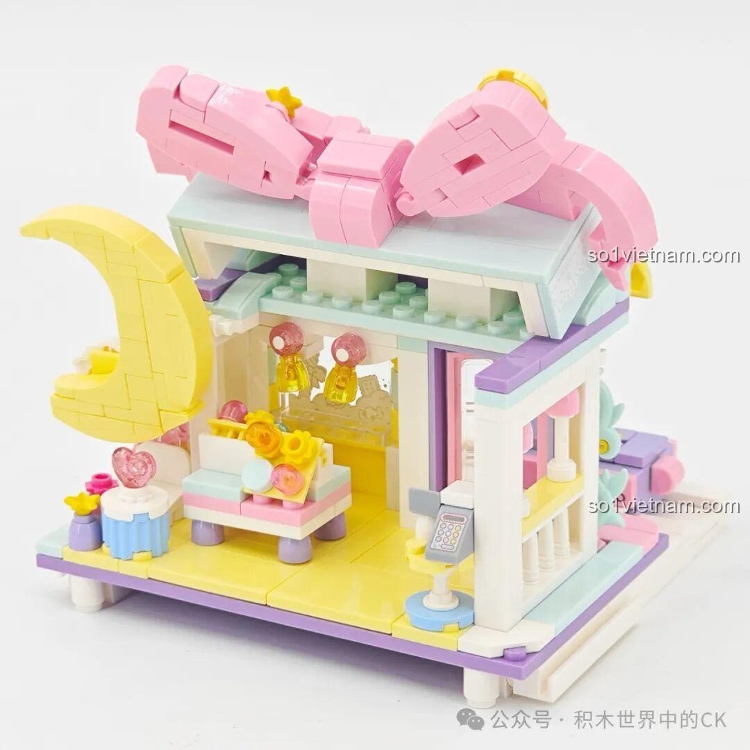 Quá trình lắp ghép Keeppley K20851 Little Twin Stars Ngôi nhà Quà tặng - Lắp bảng hiệu