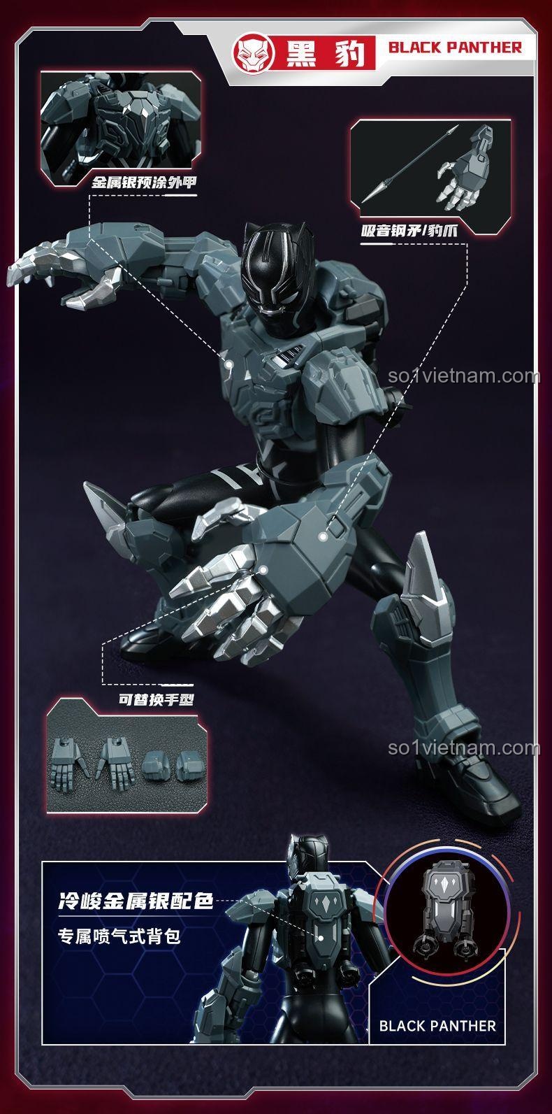 Chi tiết phụ kiện đi kèm các mô hình Iron Man, Spider-Man, Captain America, Thor, Black Panther, Ultron Keeppley Marvel 73070-73075, đồ chơi lắp ghép siêu anh hùng Marvel cho bé trai 8 tuổi