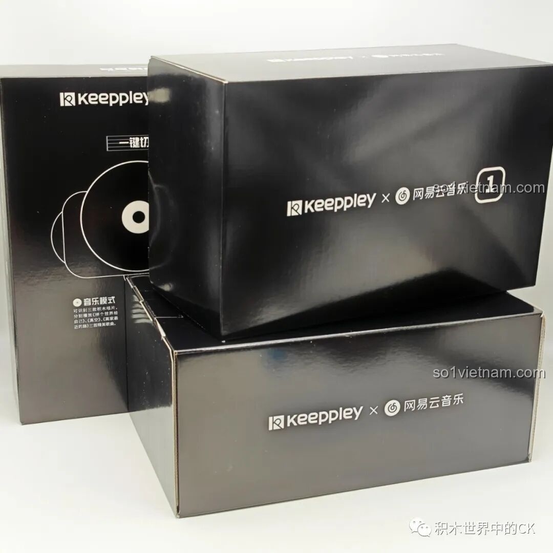 Các hộp nhỏ bên trong bao bì Máy hát đĩa than Keeppley, sắp xếp gọn gàng.