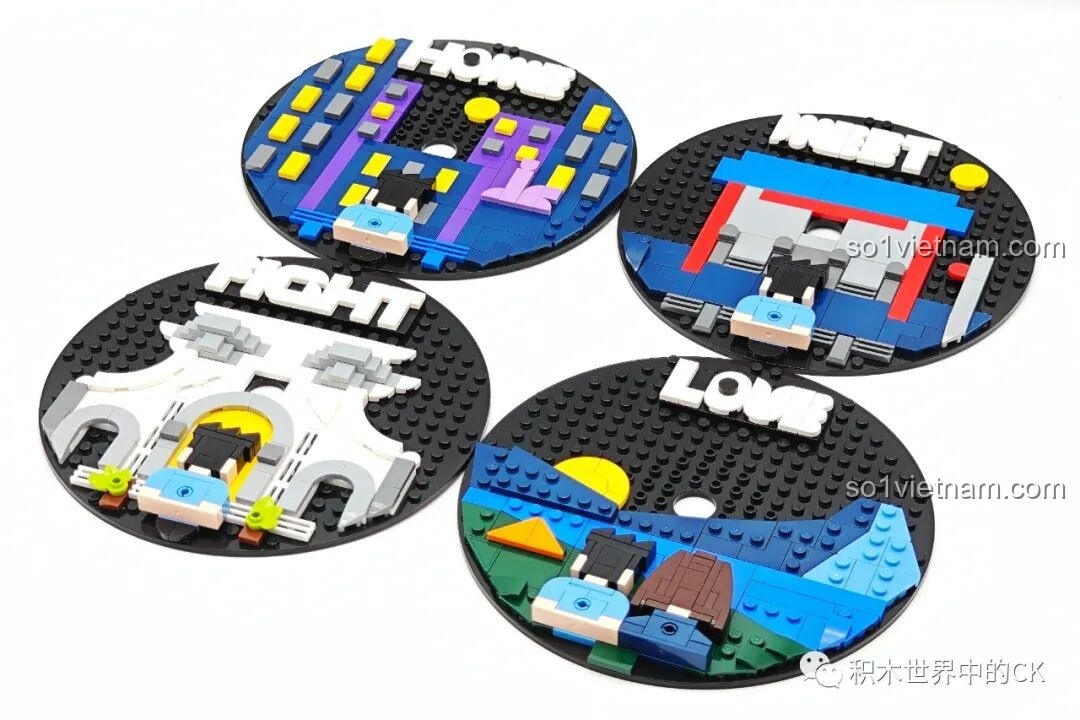 Thành phẩm Máy hát đĩa than Keeppley với các minifigures.