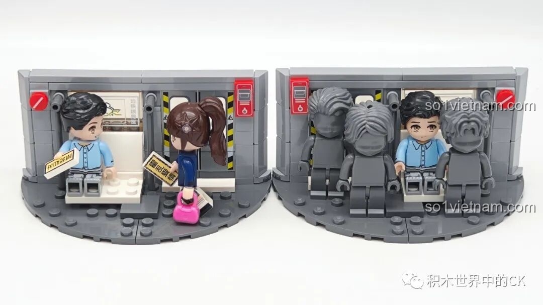 Thành phẩm Máy hát đĩa than Keeppley với các minifigures.