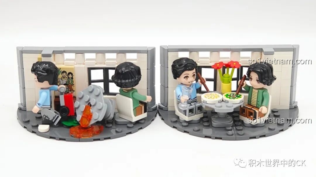 Thành phẩm Máy hát đĩa than Keeppley với các minifigures.