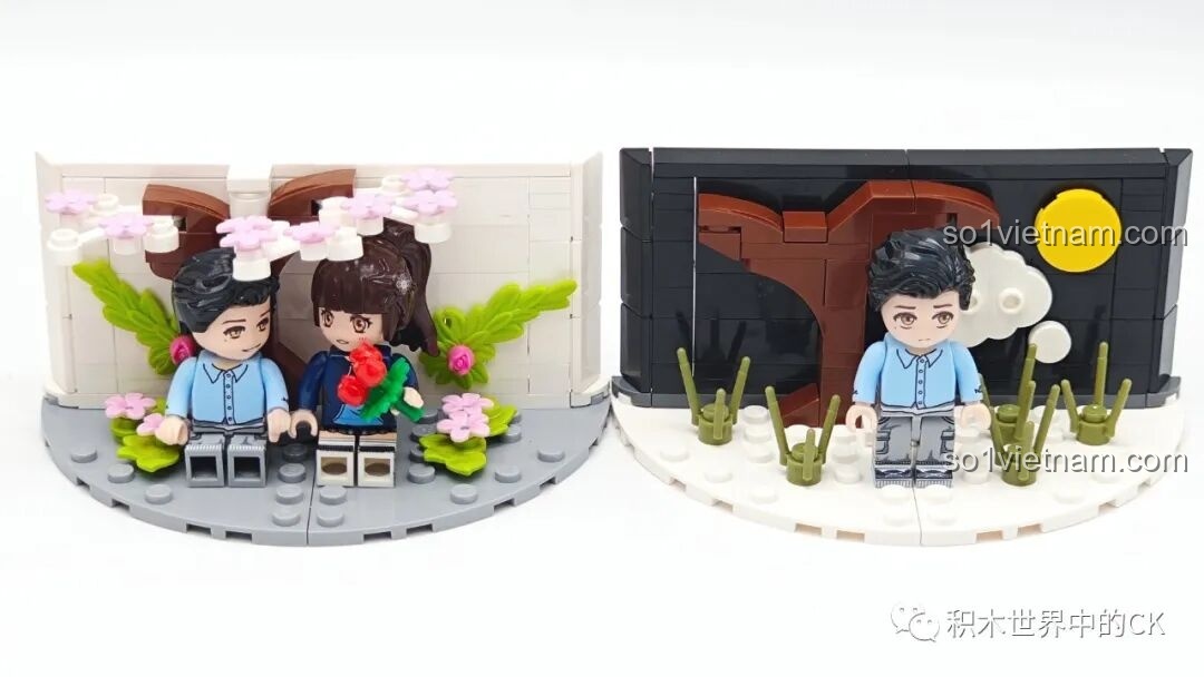 Thành phẩm Máy hát đĩa than Keeppley với các minifigures.