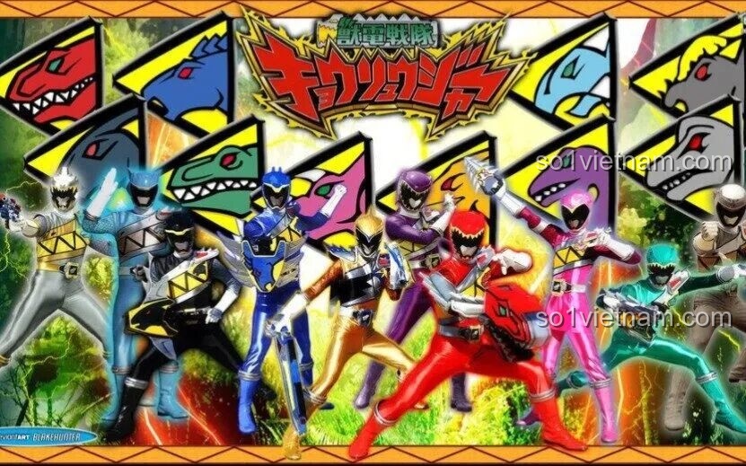 Hình ảnh minh họa các nhân vật Thú Điện Chiến Đội Kyoryuger, nguồn cảm hứng cho bộ lắp ghép robot khủng long Keeppley.