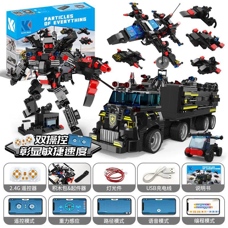 Bộ đồ chơi KeeYee World K96111 Xe Đặc Nhiệm Biến Hình Lập Trình, đồ chơi lắp ráp Robot Cảnh Sát cho bé trai 6 tuổi, giá tốt