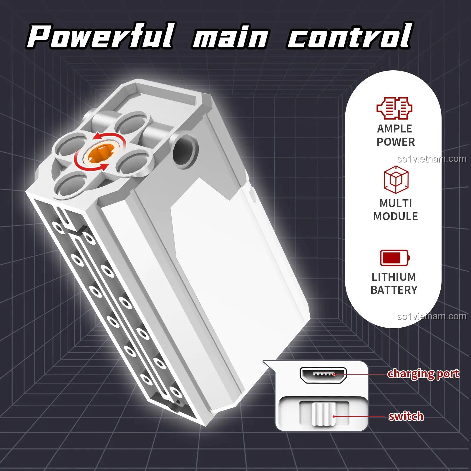 Bộ điều khiển chính mạnh mẽ của KeeYee World K96114, dùng pin sạc Lithium, đa chức năng, đảm bảo năng lượng dồi dào cho đồ chơi Robot Lập Trình.