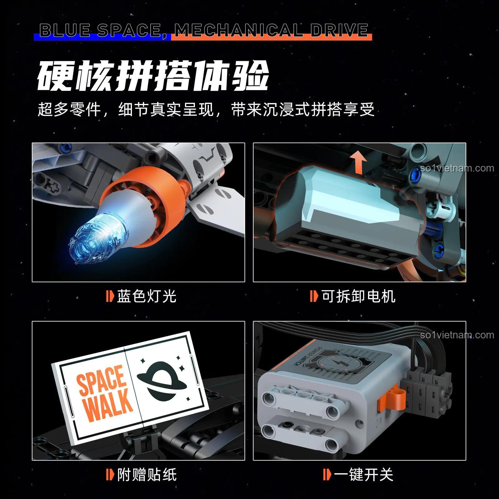 Kích thước thực tế của đồ chơi mô hình Tàu vũ trụ Hố Đen K96156 khi trưng bày. Chiều dài 39cm, cao 31cm, rộng 22cm. Một món đồ trang trí ấn tượng.