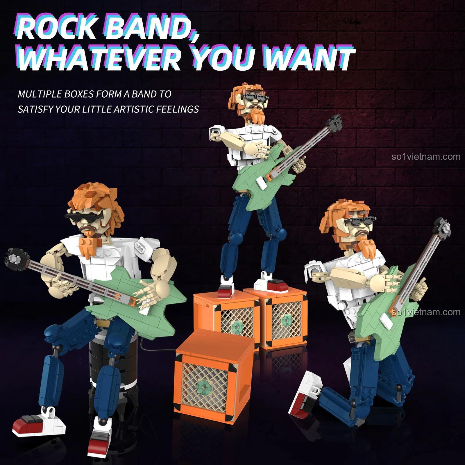 Loa Bluetooth tích hợp của bộ đồ chơi KeeYee World K96162, đồ chơi lắp ghép Ban nhạc guitar, mang đến trải nghiệm âm nhạc cho bé trai 6 tuổi, giá rẻ