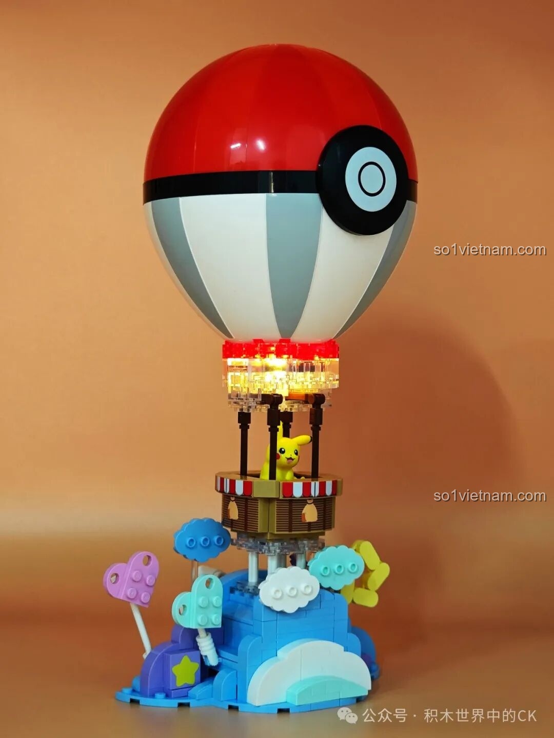 Chi tiết giỏ khinh khí cầu và Pikachu trong bộ K20234 Keeppley