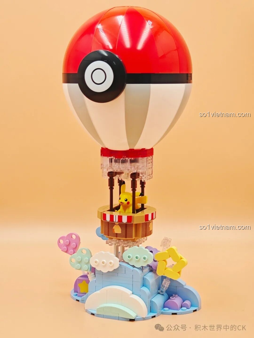 Toàn cảnh bộ Khinh Khí Cầu Poké Ball K20234 Keeppley với Pikachu
