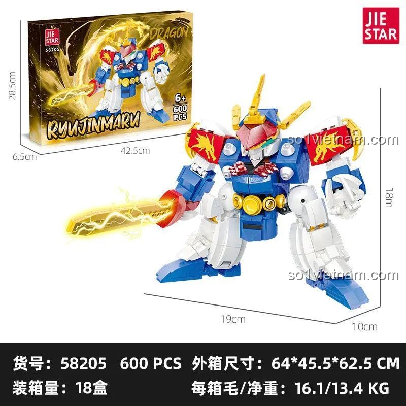 Kích thước hộp đựng bộ lắp ghép Robot Rồng Thần RyuJinMaru JIESTAR 58205: 42.5x6.5x28.5 cm