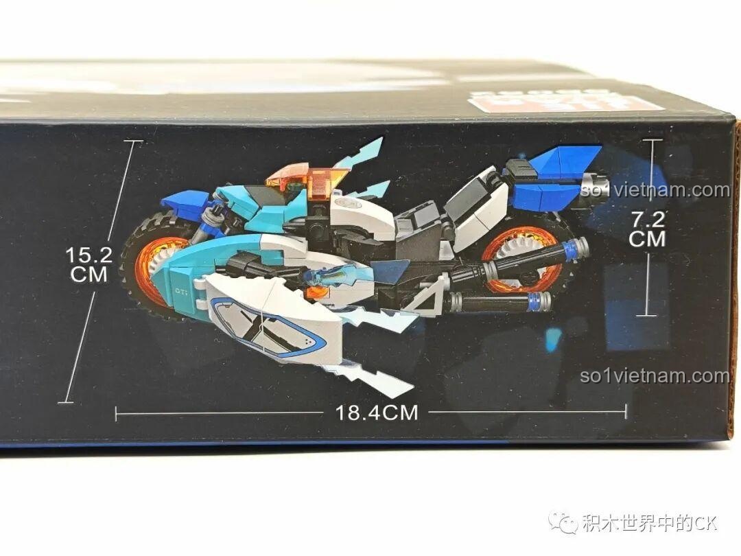 Kích thước hộp bộ lắp ráp Chiến xa Cyberangel JIESTAR 58052 được ghi rõ là 18.4 x 15.2 x 7.2 cm.