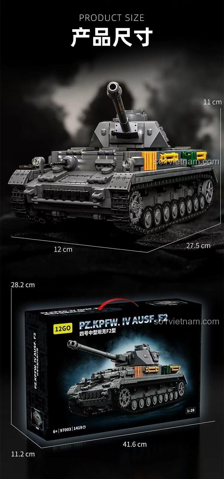 Kích thước xe tăng Panzer IV Ausf. F2 12GO 97003