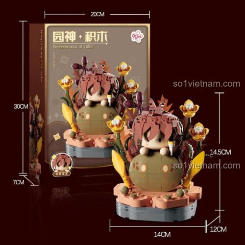 Hộp sản phẩm bộ lắp ghép Viên Thần Trung Ly Bảo Bảo Kivi 288068, kích thước 30x20x7cm, có hình ảnh mô hình hoàn thiện