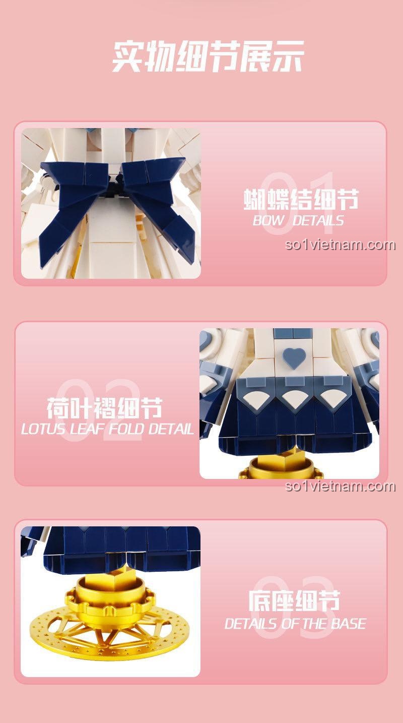 Chi tiết nơ trên Mô hình Váy Gothic Lolita Lắp Ghép Kivi 288072, Váy Lolita Lắp Ghép, Trang phục Lolita, đồ chơi trang trí cho bé gái 6 tuổi, Vẻ đẹp Gothic Lolita, Thiết kế tinh xảo