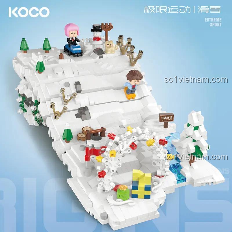 Bộ lắp ghép KOCO 04040 Cảnh trượt tuyết thể thao mạo hiểm với các nhân vật minifigure và chi tiết núi tuyết
