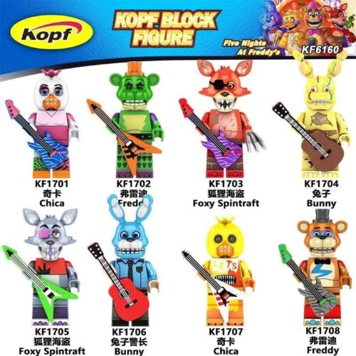 Bộ Lắp Ghép Minifigure Five Nights at Freddy's KF1707, 8 nhân vật độc đáo, thế giới kinh dị, đồ chơi lắp ghép cho bé trai 6 tuổi