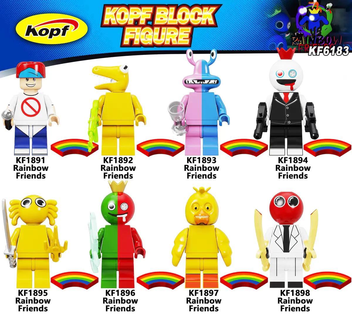 Bộ đồ chơi Rainbow Friends Kopf KF1897 giá rẻ, 8 minifigures nhân vật Rainbow Friends đầy màu sắc, phù hợp bé trai và bé gái 6 tuổi, kích thích sáng tạo.