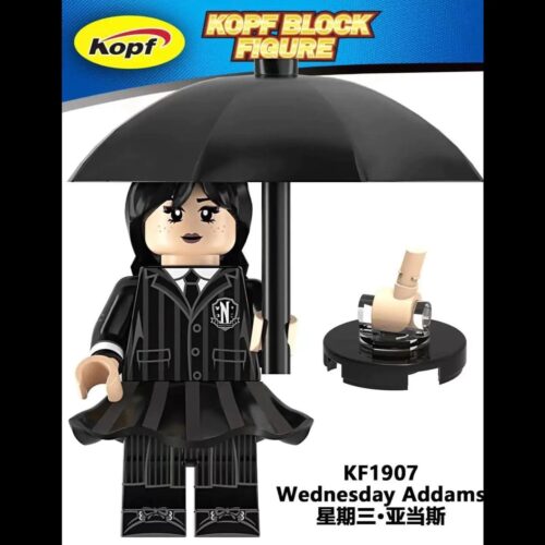 Minifigure Wednesday Addams Kopf KF1908, bộ đồ chơi lắp ghép Wednesday Addams, nhân vật Wednesday Addams giá tốt cho bé gái 6 tuổi