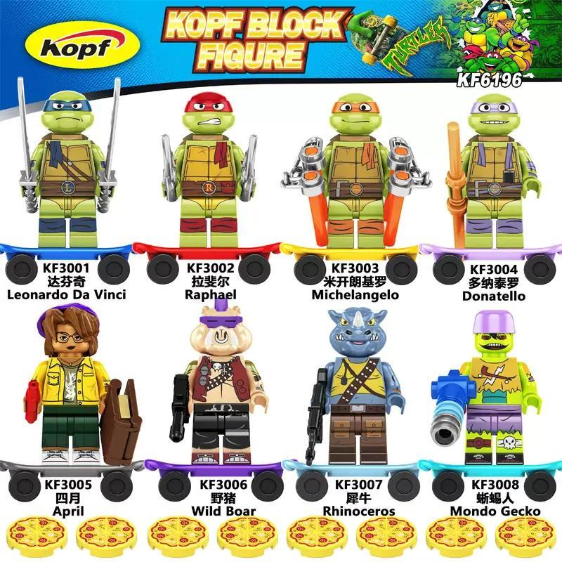Bộ đồ chơi Ninja Rùa Kopf KF3005, 8 minifigure khớp cử động linh hoạt, phù hợp bé trai 6 tuổi, giá tốt.