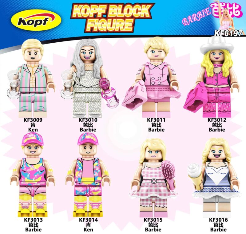 Bộ đồ chơi lắp ghép Barbie và Ken Kopf KF6197, 8 nhân vật búp bê thời trang, phù hợp cho bé gái 6 tuổi, phong cách thời trang